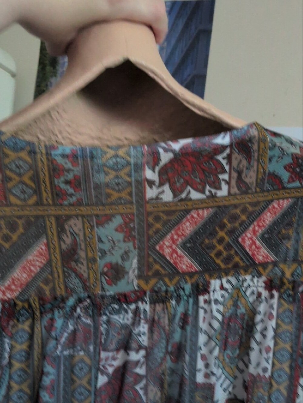 Bobbie Brooks Multicolor Patchwork Peasant Boho Blouse Size XL - Picture 2 of 5